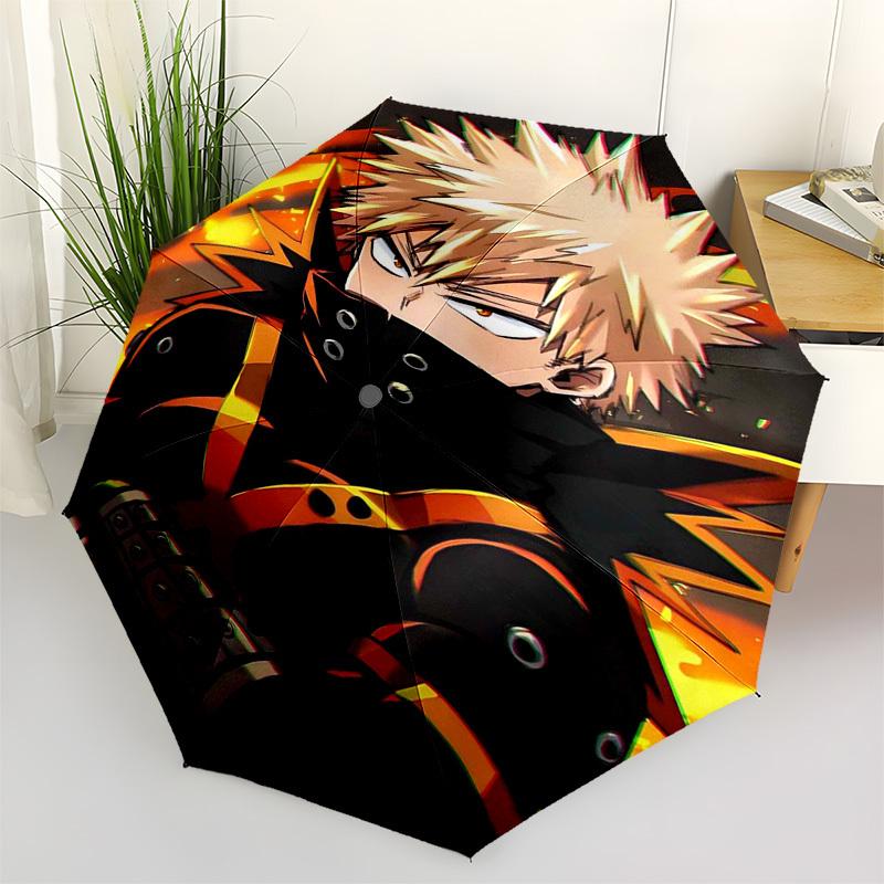 1pc Bakugo Katsuki Outdoor Umbrella - Automatic Opening/Closing, Portable 3-Fold Design with 8-Rib Iron Frame - Perfect Gift for Fans, Travelers, Dail