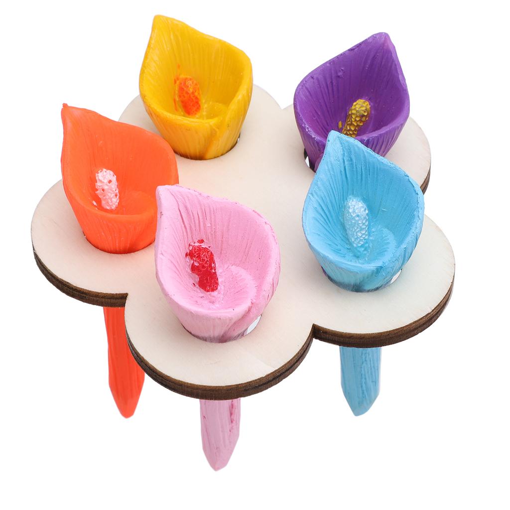 Drinking Cup for Bees Resin Colorful Bee Cups for Garden Thirsty Pollinators 5 Colors Cups with Wooden Support