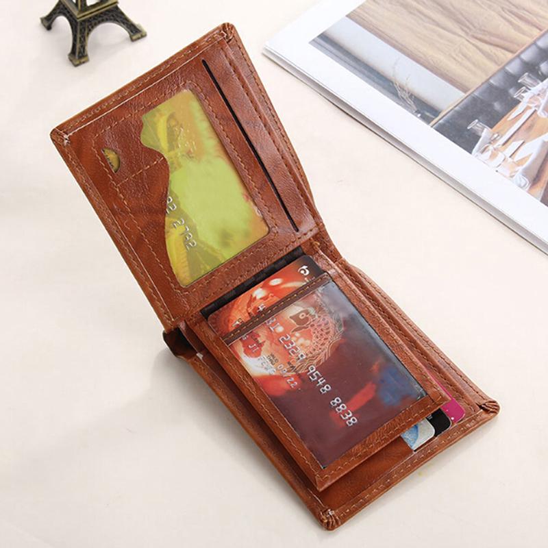 Men'S Wallet Us Dollar Printing Pu Leather Credit Card Photo Holder Purse