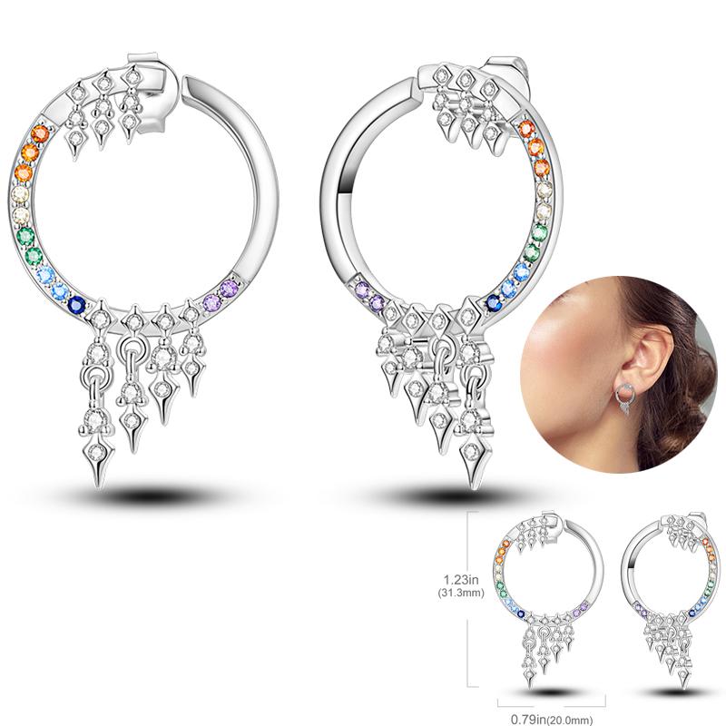 925 Silver Unicorn Rainbow Horse Sparkling Color Gemstone Women's Sweet Earrings Fit for Anniversary Engagement Delicate Jewelry
