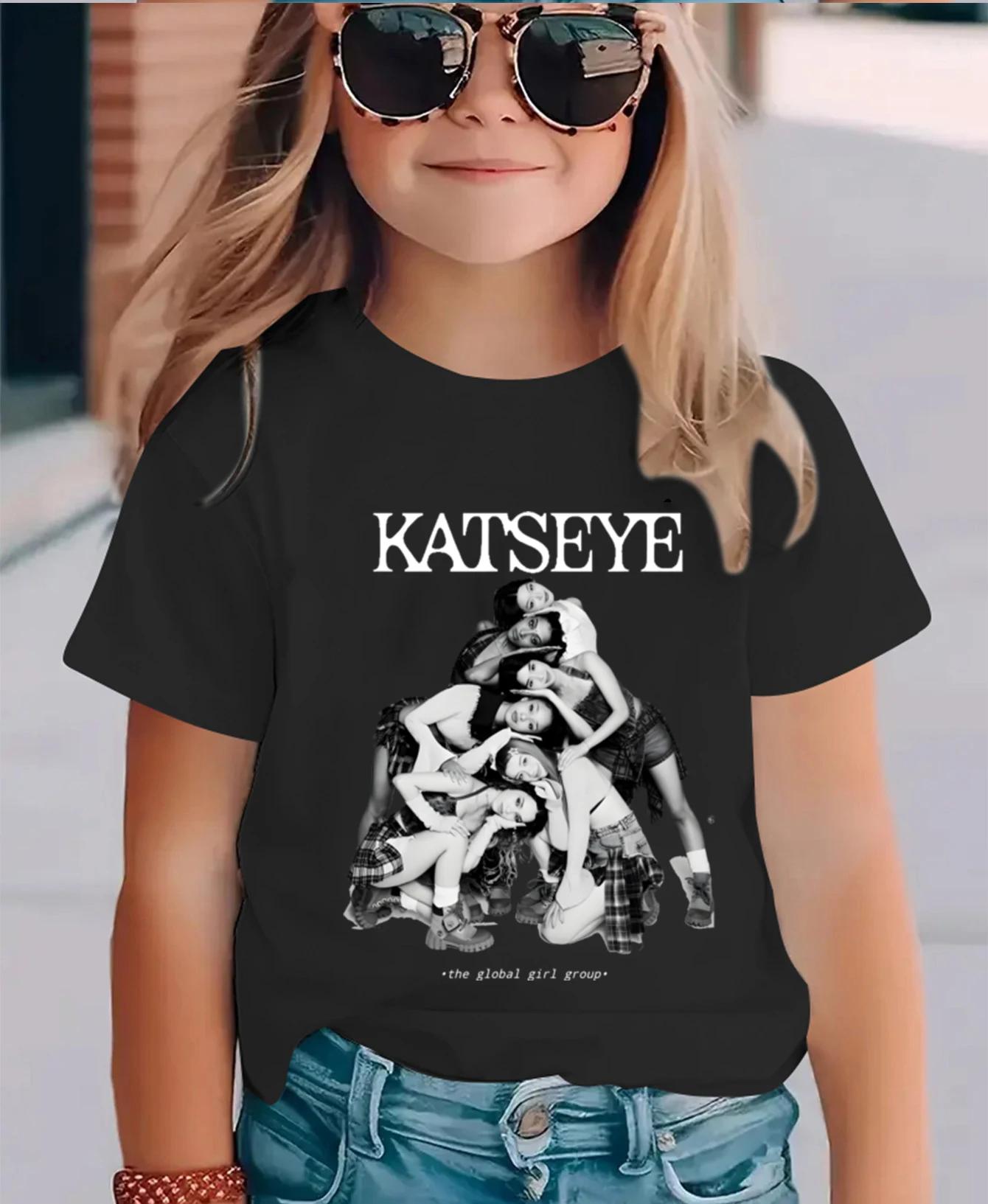 Summer Short Sleeve Tops Global Girl Group Katseye Graphic T Shirt Kids Casual Cotton Tshirt Baby Girls Tshirt Toddler Boys Top 100