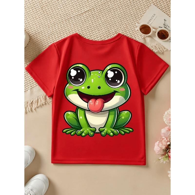 Baby Short Sleeve Spring Summer Autumn Cartoon Frog Pattern Cute Print Casual T-Shirt