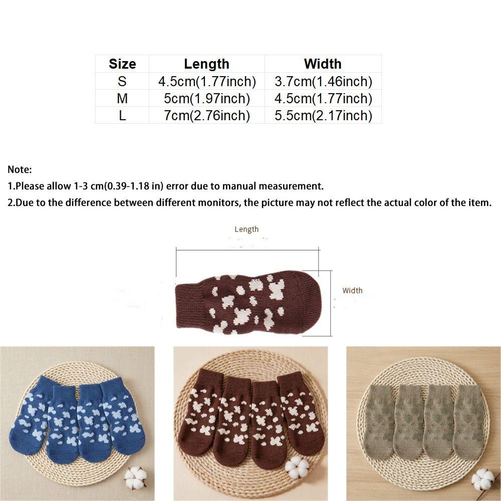 4PCS Wear Resistant Dog Anti-slip Socks Elastic Pet Floor Socks Pet Footwear  for Dogs Cats