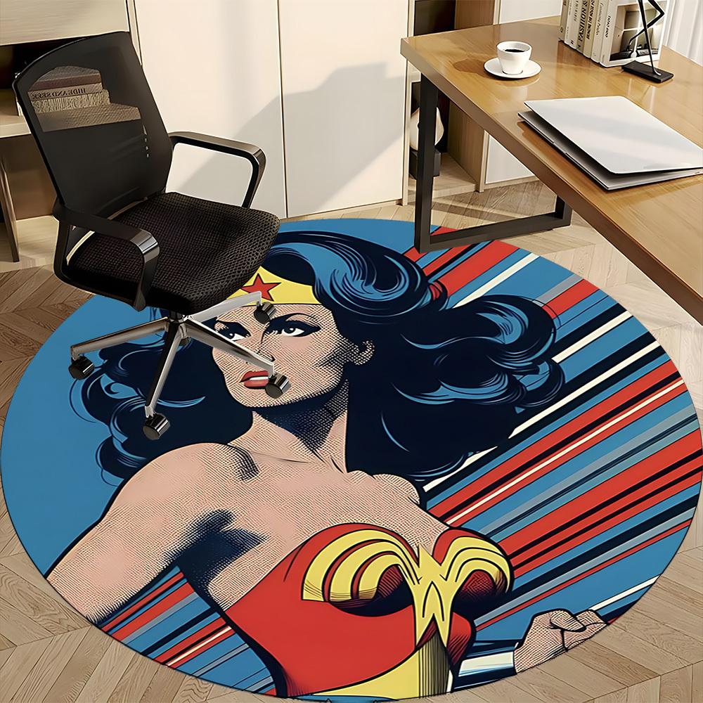 1pc Wonder Woman, Superhero Office Round Area Rug, Under Office Chairs Bedroom Living Room Home Decor, Room Deco, Available In Various Sizes