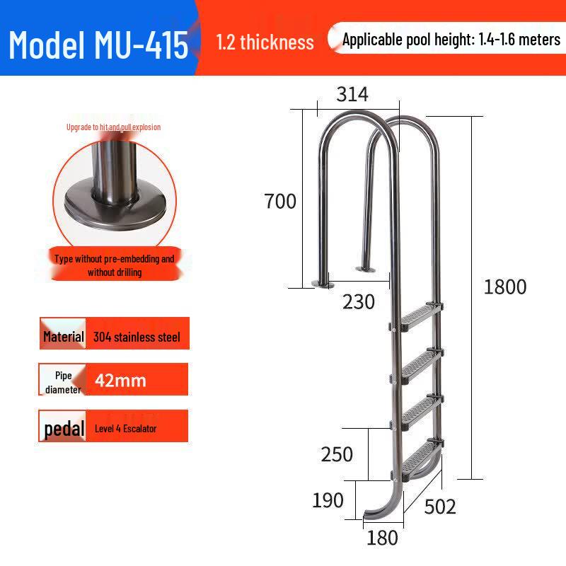 304 Stainless Steel Swimming Pool Entry Ladder