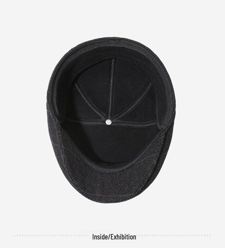 Stylish Duckbill Cap for Middle-Aged and Elderly Men - Warm, Velvet-Lined, Casual Hat for Autumn and Winter Outdoors.