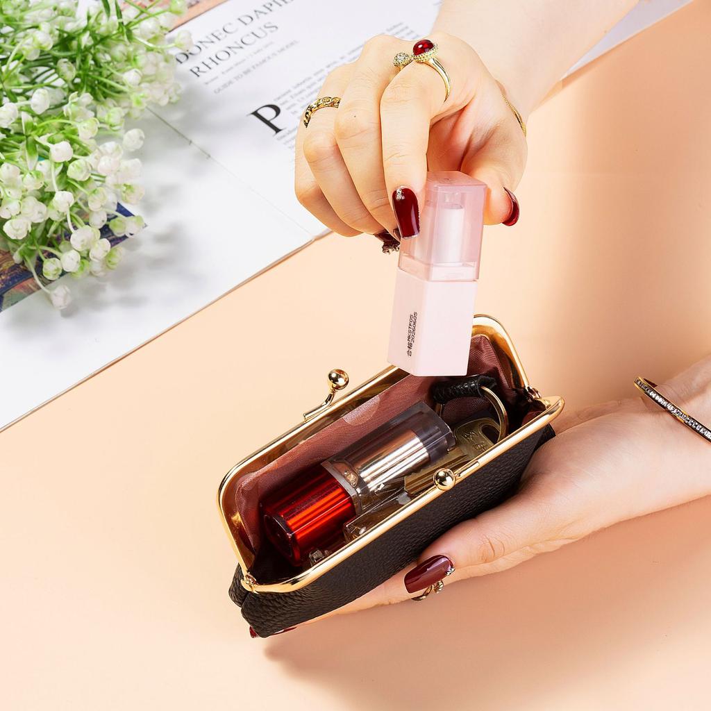 Niche Fashion Mouth Red Envelope Mini Compact Wallet Storage Bag Female PU Leather Clip Bag Trendy