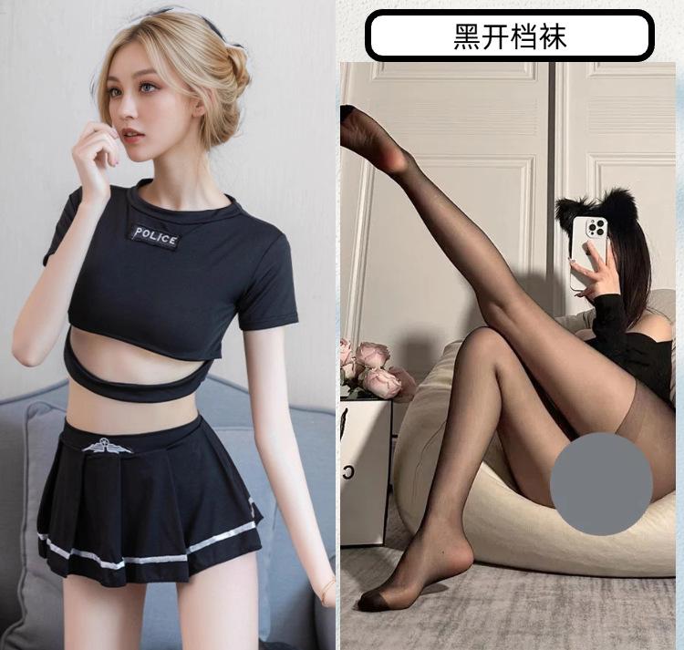 Sexy lingerie sexy hot policewoman uniform open button short top new pure lust wind temptation short skirt set