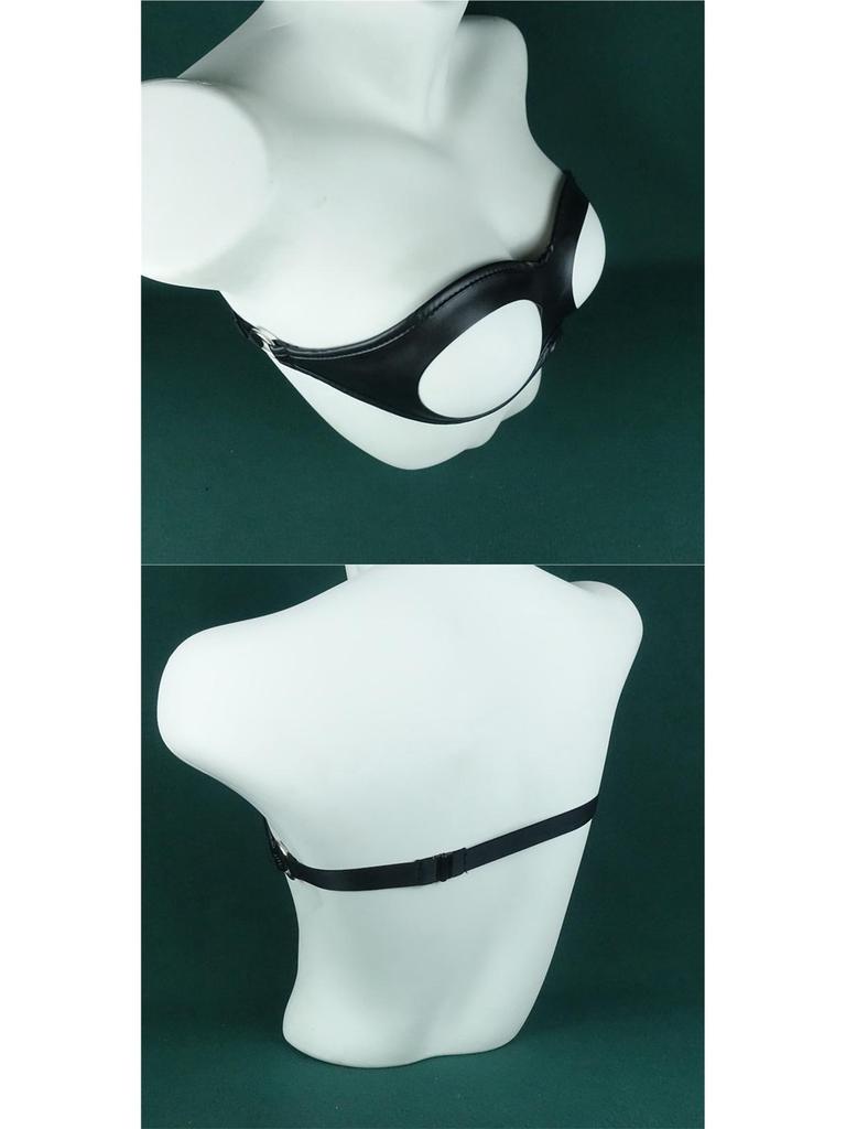 Plus Size PU Leather Lingerie with Exposed Chest Design