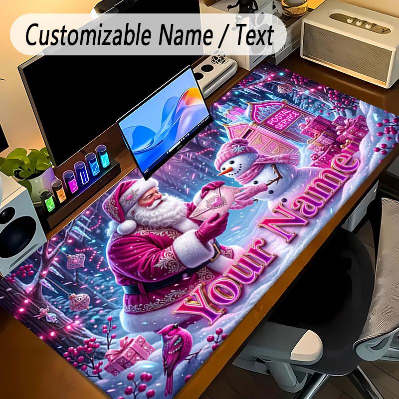 Christmas Theme Personalized Mouse Pad Custom Name Text Non Slip Desk Pad For Laptop Office Desktop