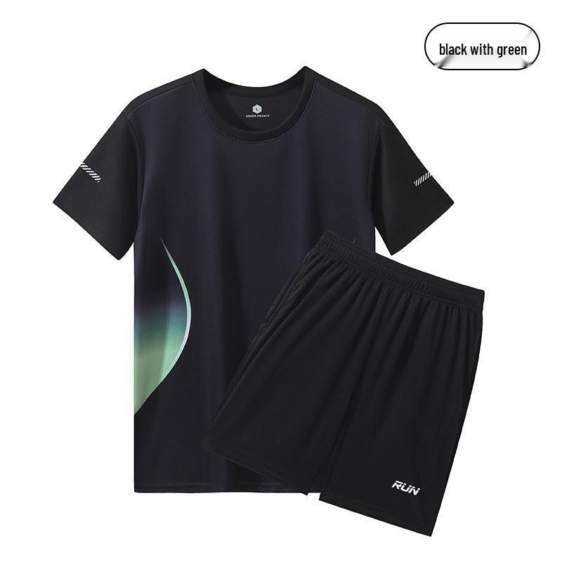 

Унисекс Летний Спортивный Костюм Быстросохнущий: Дышащая свободная футболка и шорты XL