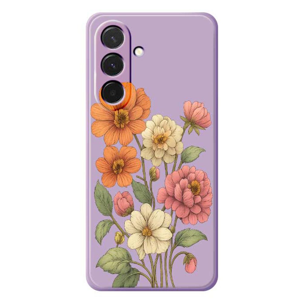 For Samsung Galaxy A36 5G Case Beautiful Flowers Pattern Printing Straight Edge TPU Phone Back Cover