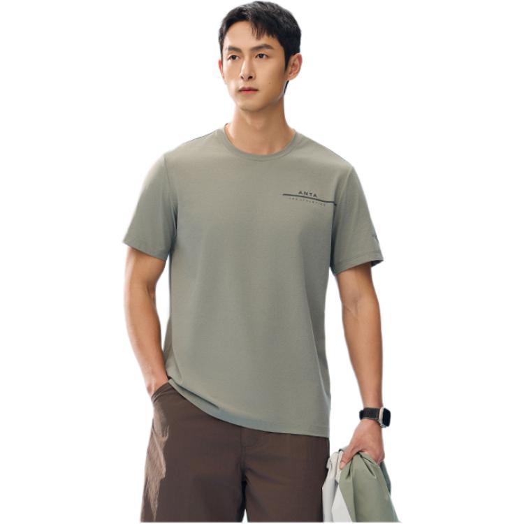 Anta Comfortable Breathable Versatile Short Sleeve T-Shirt Men Tops Gray 152527109-3