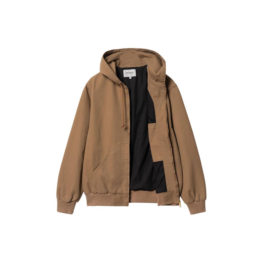 Carhartt WIP SS24 Active Jacket Classic Square Label Kangaroo Pocket Long Sleeve Loose Fit Jacket Men jackets Brown I032939-HZ-02