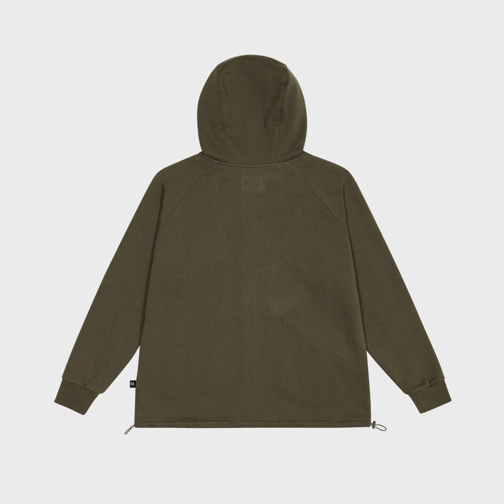 Cenit Raglan Zip-Up Hoodie Dark Khaki