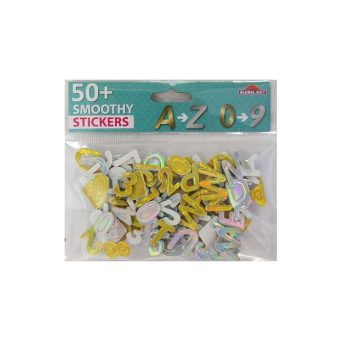 30 Stickers - EVA Foam - Alphabet &; Numbers - Gold and Silver