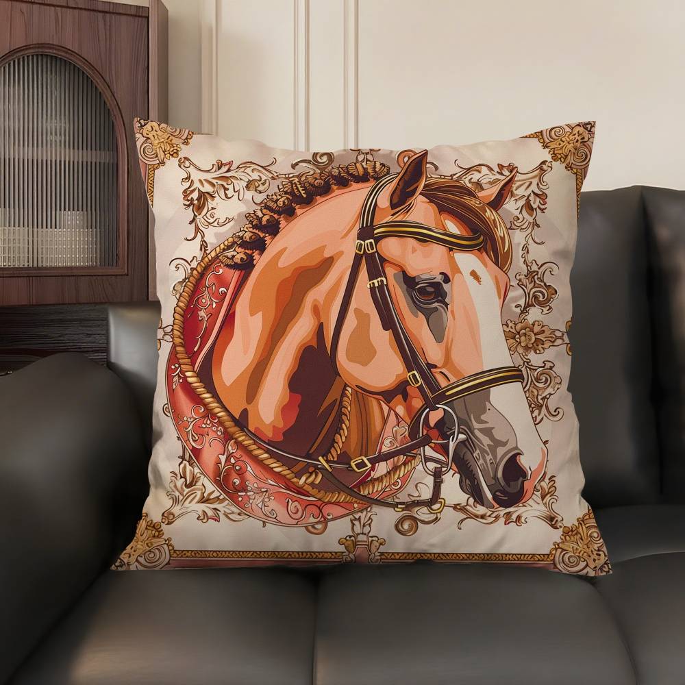 Home Decor Exotic Horse & Palace Pattern Pillow Covers Pattern Cushion Cover Suitable for Sofa Bedroom Car Pillow Cover