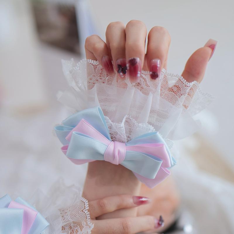 Sweet Cute Wrist Cover Hand Sleeves Detachable Fake Flared  Cuff Elastic Sweater Blouse Decorative Sleeves Cosplay Accessory