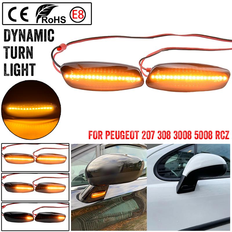 For Peugeot 207 308 3008 5008 RCZ For Citroen C3 C4 C5 DS3 DS4 Car LED Dynamic Turn Signal Blinker Side Marker Fender Light