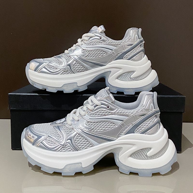 Dad shoes women's spring and autumn new little white shoes women's height-increasing mesh breathable casual sports shoes