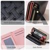 Fashion Short Style Love Embroidered Wallet PU with Zipper Card Bag Simple Design Buckle Detail ID Bag Women