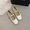 Mary Jane Shoes Female High Quality Leather Buckle Ballet Shoes for Women Square Toe Flat Cowhide Ladies Single Shoes 2025
