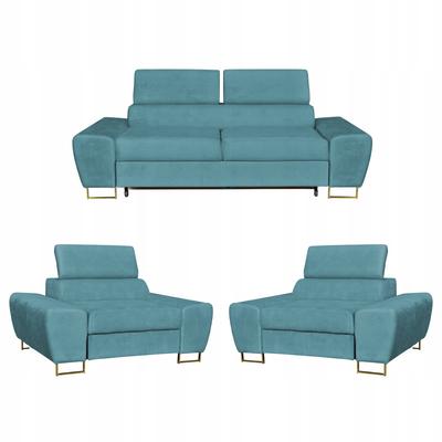 Bosso Lounge Furniture Set 2-seater Sofa Armchairs Blue Family Furniture