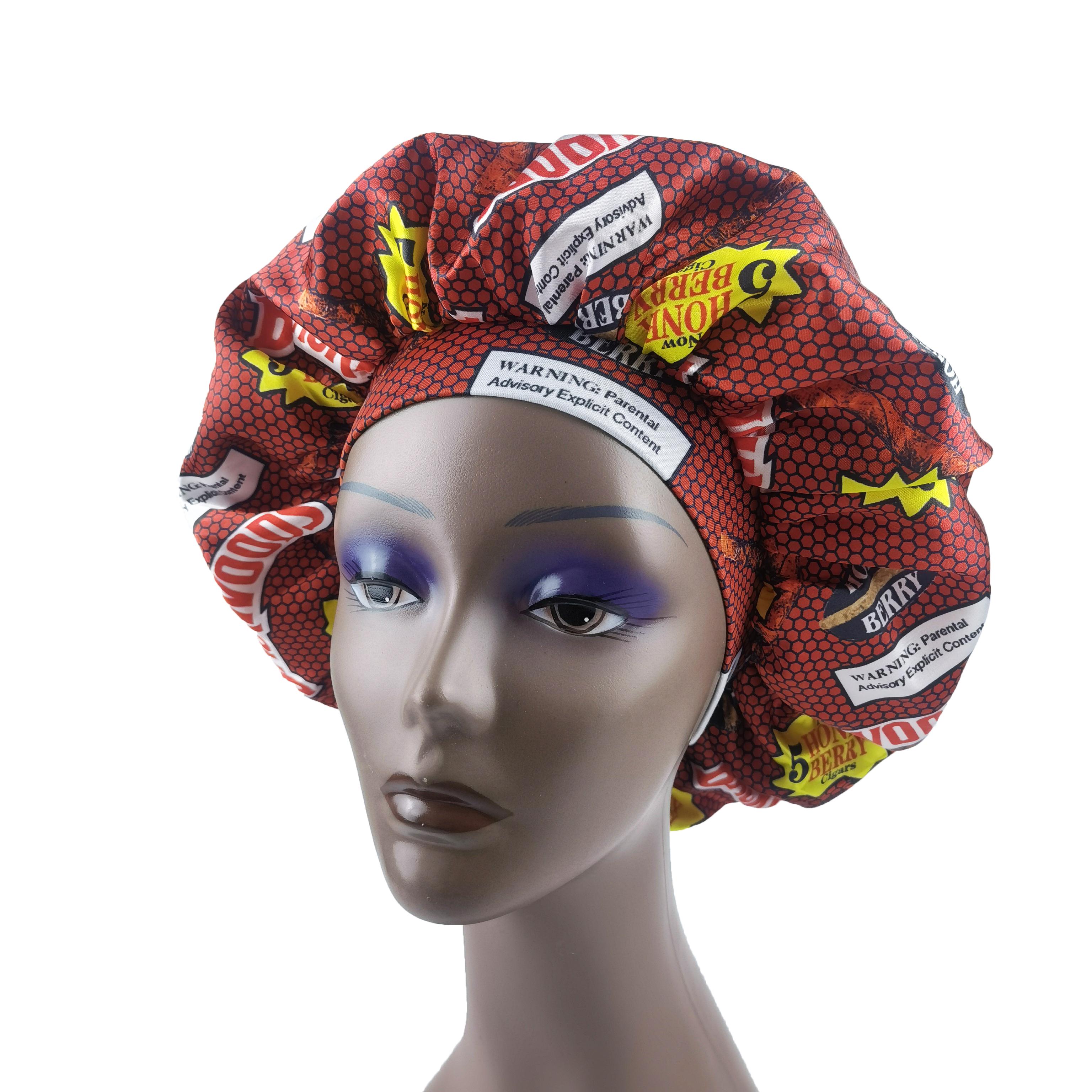 Reversible Print Women Fashion Night Sleep Cap Chemo Hats Satin Hair Designer Bonnet красный