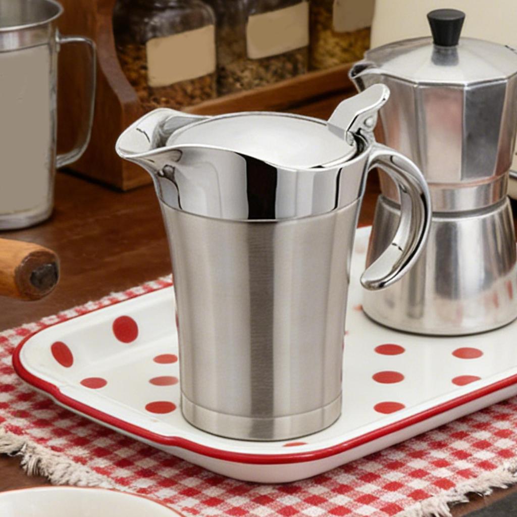 Gravy kanna i rostfritt stål 750 ml Såsspridare Dubbelisolerad Sås- och såskanna Vinägrettkanna med gångjärnslock för hemmafest