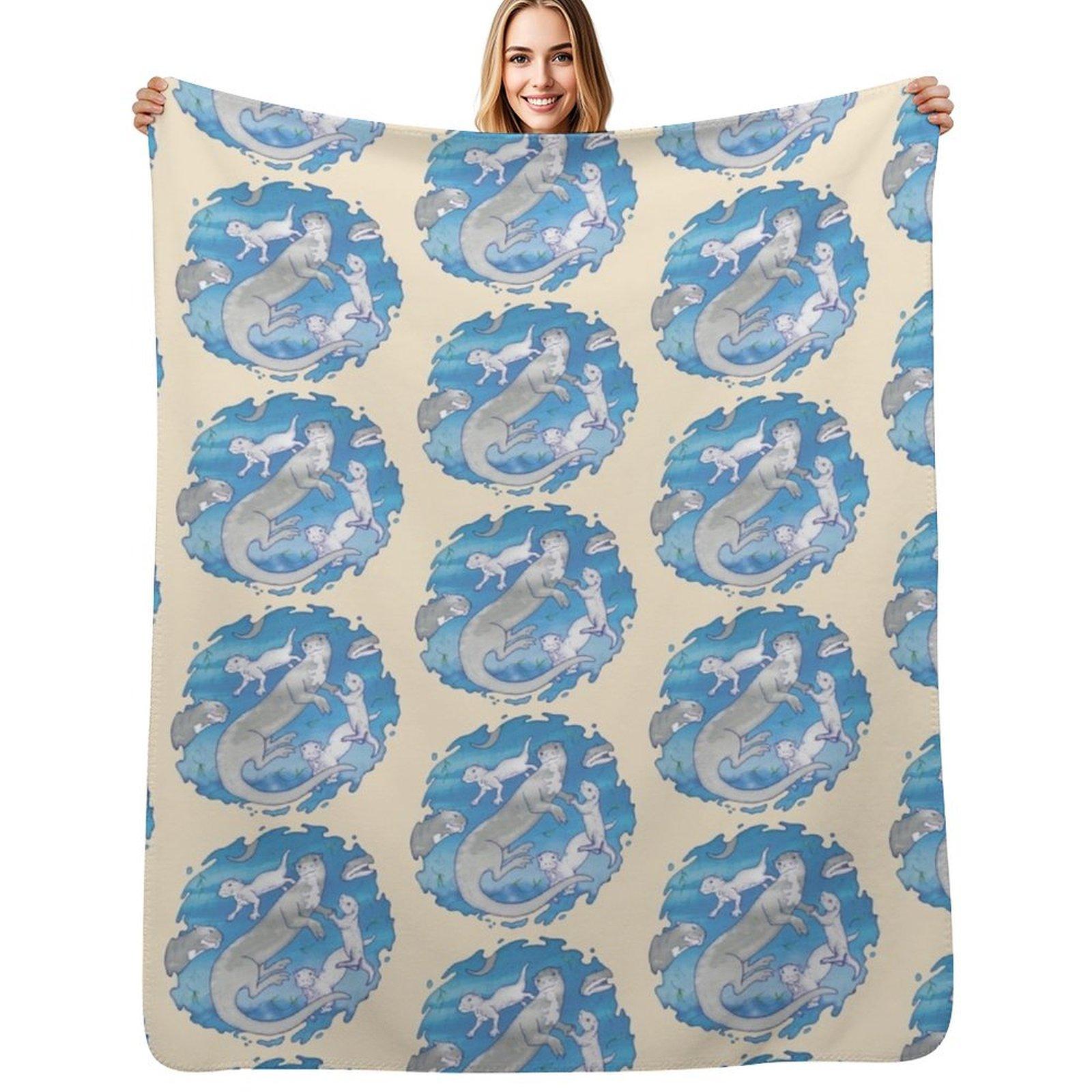 Giant River Otter Throw Blanket Cozy Sofa Blanket for TV Watching Napping Size: 75*100cm, Weight: 230 GSM
