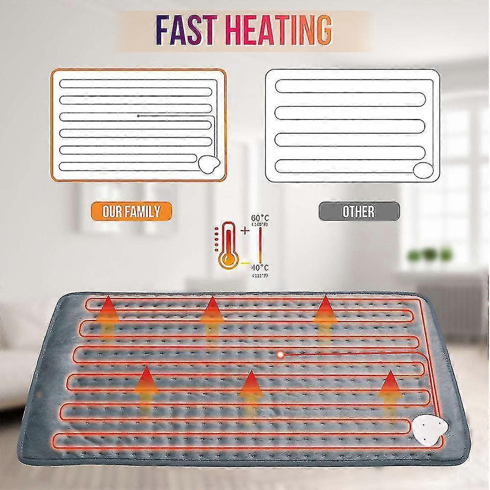 Heizkissen, Extra Groß 12"X24" Heizkissen Zur Linderung von Rückenschmerzen Elektrisches Heizkissen Mit Feuchter Trockener Therapie Auto-Abschaltung Weich Waschbar