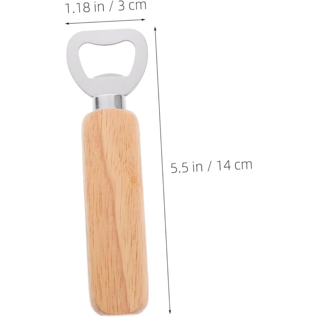 Multi-function Beer Bottle Opener Sturdy Stainless Steel Wooden Handle Easy to Use Ideal for Home Bar Travel