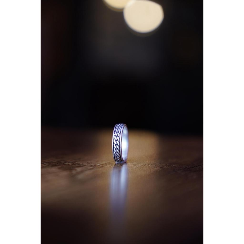 Ketten-Ehering-Modell, Unisex, verstellbar, versilberter Ring