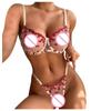 Ladies Sexy Solid Color Lace Sling Bra Lace-Up Panties Two-piece Split Sexy Suit With Steel Ring