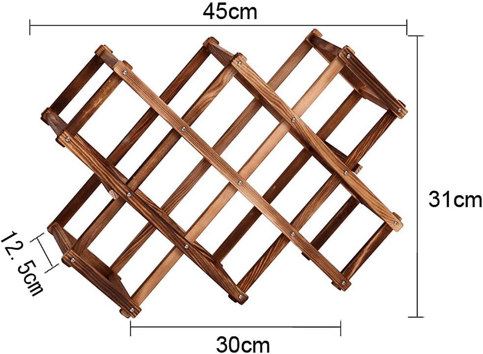 Anberotta Folding Wooden Wine Rack, Vintage Wine and Champagne Bottle Holder, Wood Storage Case, Stand, Interior Display (Holds 10 Bottles) N-W77