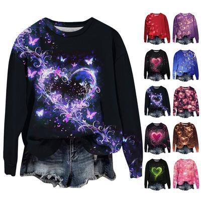 Women's Fashion Printed Long Sleeve Loose Round Neck Sweatshirt Top Fall