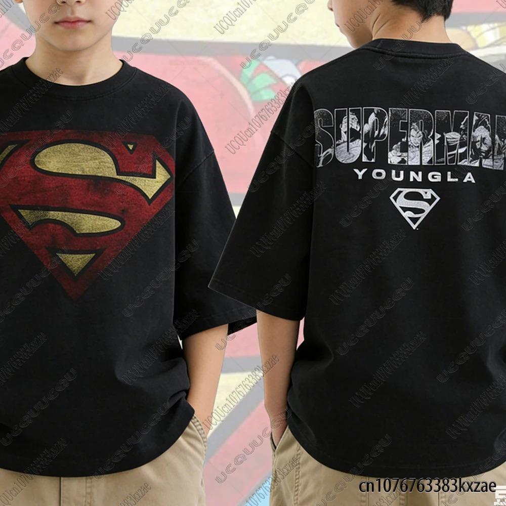 Super-man Print Tshirts For Adult_Kids Summer New DC Comic Short Sleeve Tshirt Cool Boys Girls Tees Fashion Parent Child Clothes