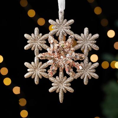 Glitter Sequins Christmas Ornament Champagne Hanging Decoration for Xmas Tree Winter Holiday Home Party Decor