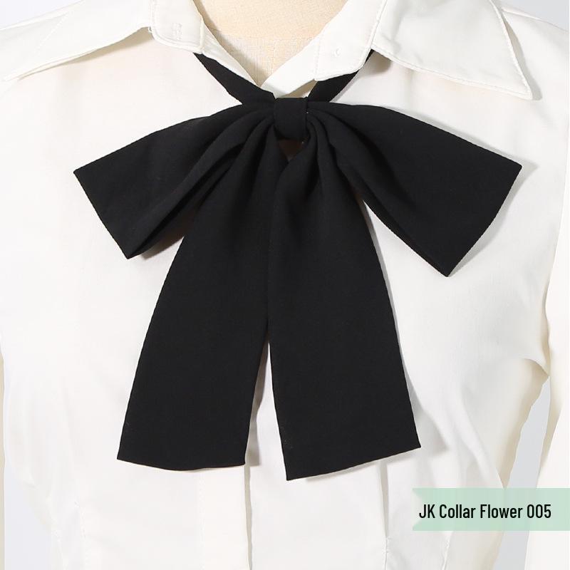 JK School Uniform Sailor Suit Small Long Handle Collar Flower Solid Color Twill Pointed Bow Tie