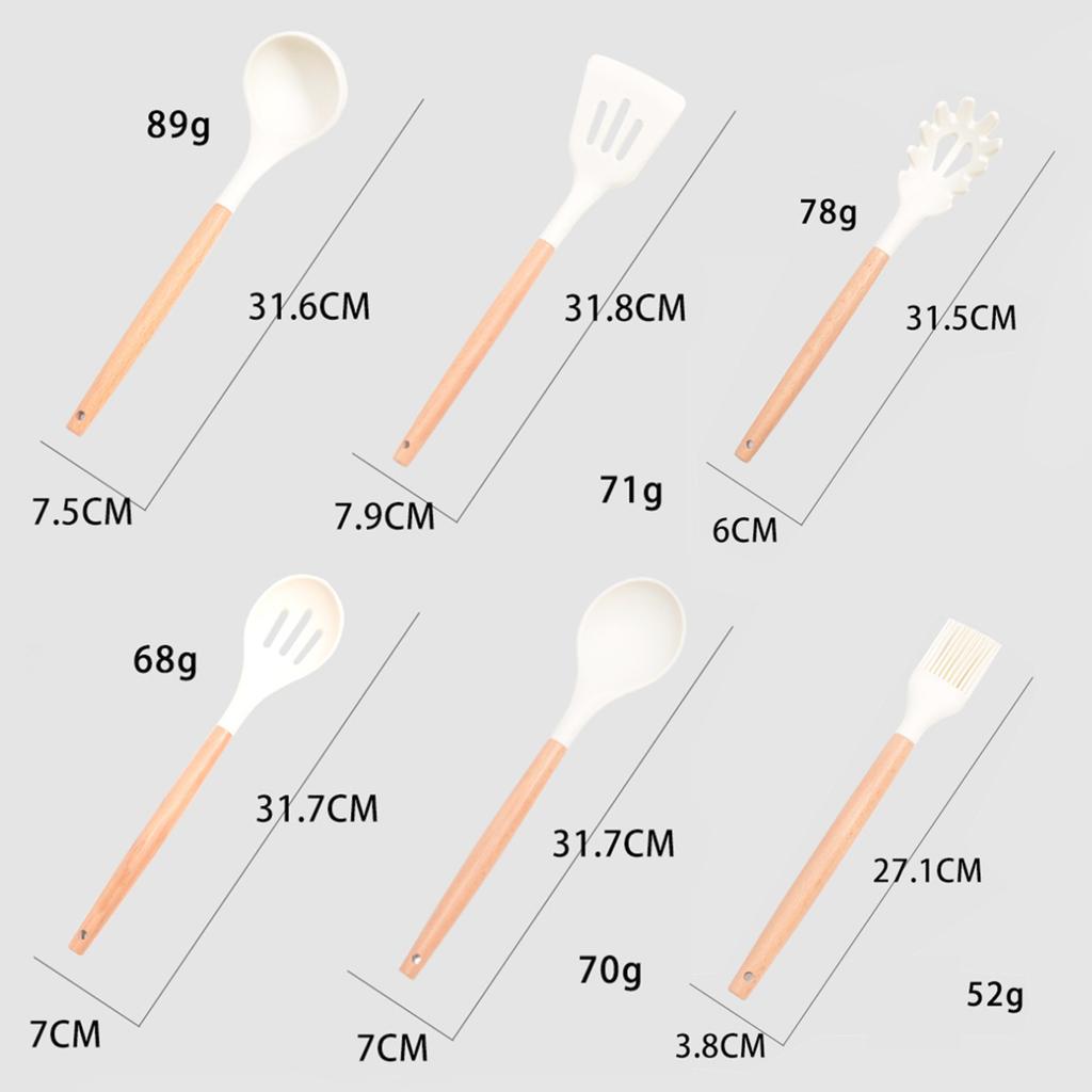 Ensemble d'ustensiles de cuisine en Silicone, ustensiles de cuisine antiadhésifs, spatule, pelle, batteurs d'œufs, manche en bois, ensemble d'outils de cuisine