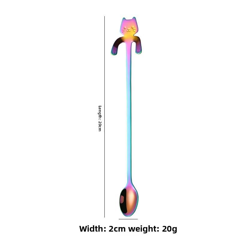 Cute Cat Shape Stainless Steel Teaspoon Set In Silver and Gold - Perfect for Coffee, Tea, and Desserts