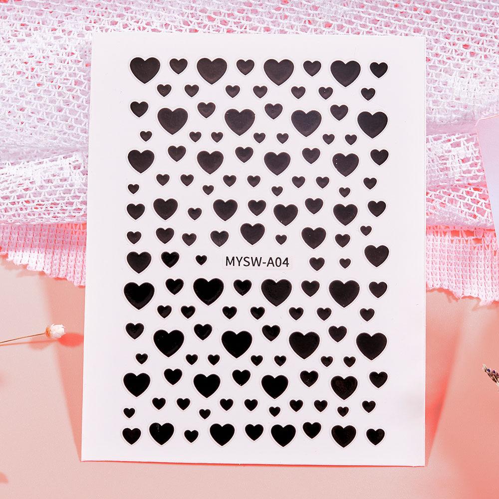 Seven-Color Positive Love Manicure Sticker Laser Gold And Silver Solid Color Love Nail Sticker Girl Heart-Shaped Nail Decoration