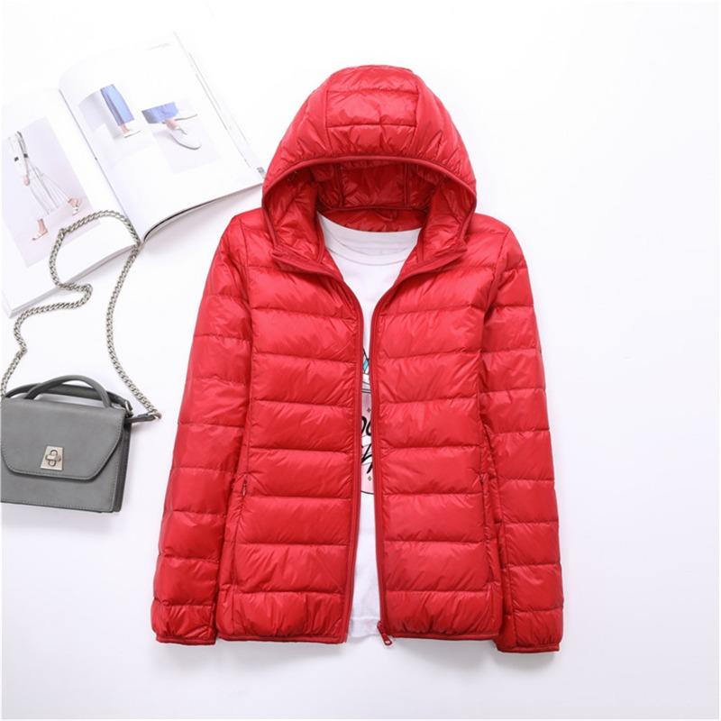 Feather new women's clothing autumn and winter new light and thin down jackets for women's clothing with hats and thin large-size coats