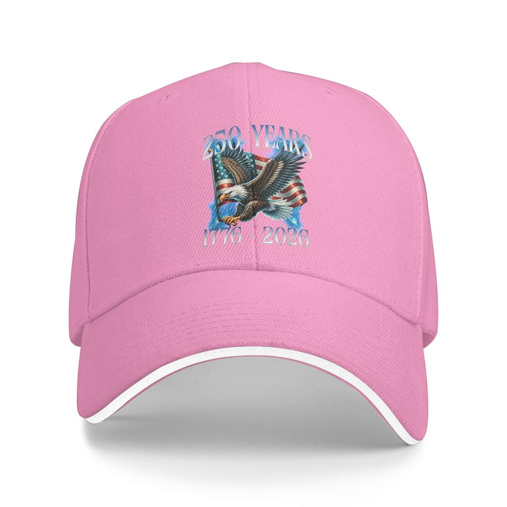 Eagle and Flag 250 Years 1776 2026 250th Birthday Casual Baseball Cap Summer Trucker Hat Quality Hunting Camping Snapback Cap