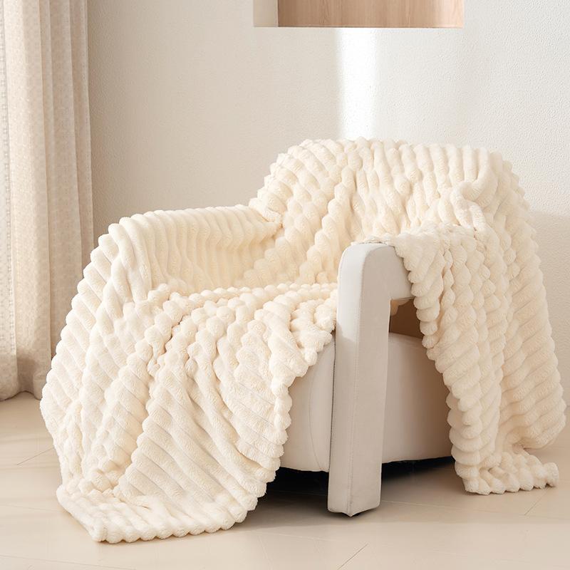 

Однотонное зимнее одеяло для сна, накидка на диван, вакуумная упаковка, рождественский выпуск 150*200cm слоновая кость