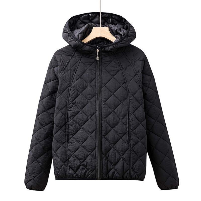 Light Thin Cotton-padded Clothes Women's Short Coat Spring Autumn Loose Hooded Warm Jacket Lady Casual Tops Quilted Outerwear