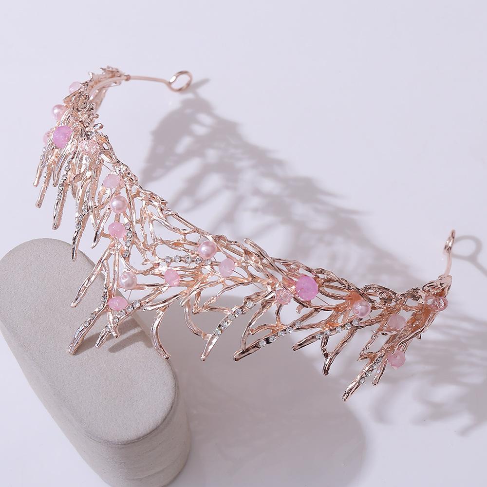 H1086 diamond bridal tiara, hand-strung pearl European style bridal crown, wedding headband accessories