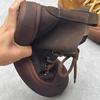 Johnature Vintage oryginalne skórzane krótkie buty z grubymi podeszwami codzienne buty ze skóry bydlęcej damskie buty na płaskiej platformie