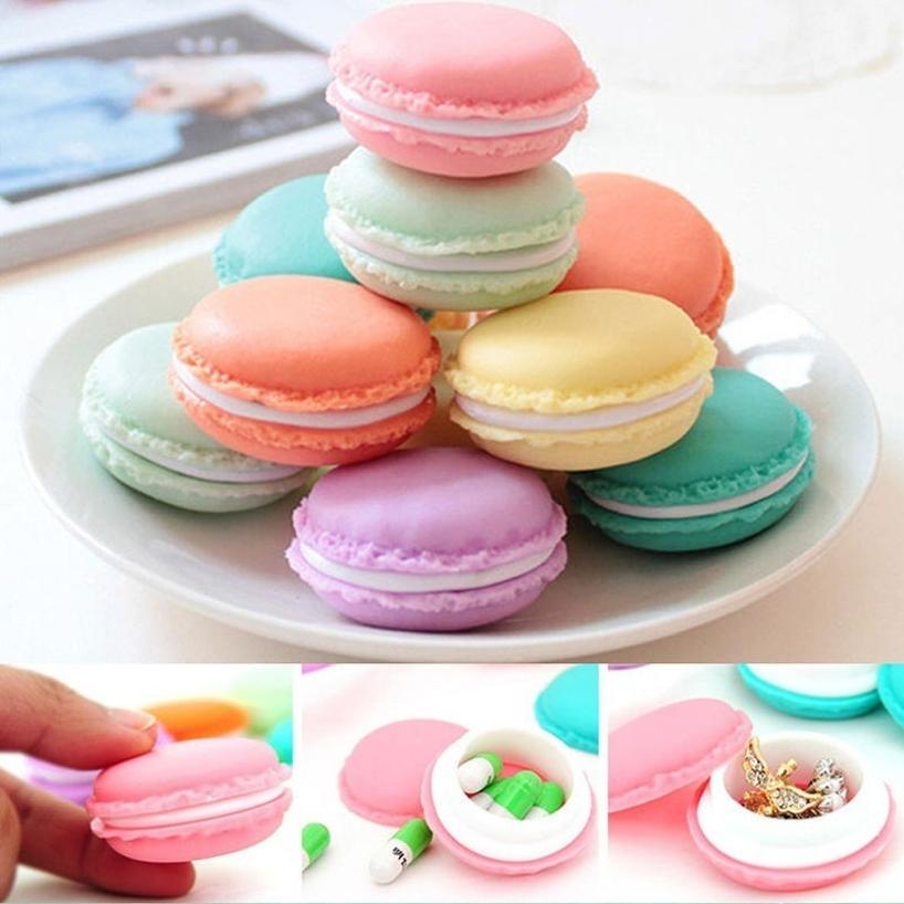 1 Pcs Random Color Cute Cake Shape Jewelry Storage Box Mini Macaron Case For Necklace Earring Jewelry Organizer