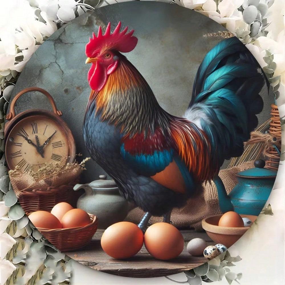 Vintage Metal Tin Sign Rooster Wall Art Home Decor Kitchen Office